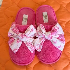 Wicked Pink Bow Womens Slippers